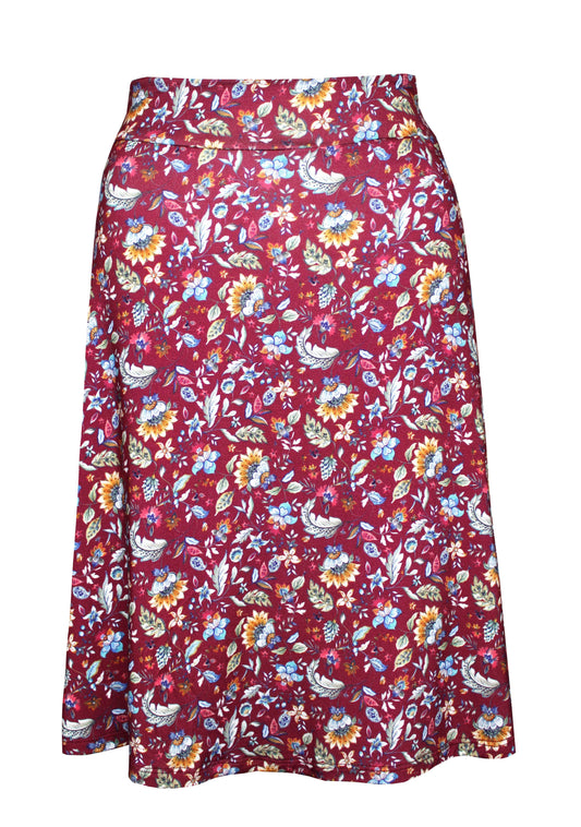 Geblümter Jerseyrock in bordeaux - LA.LUKA Berlin