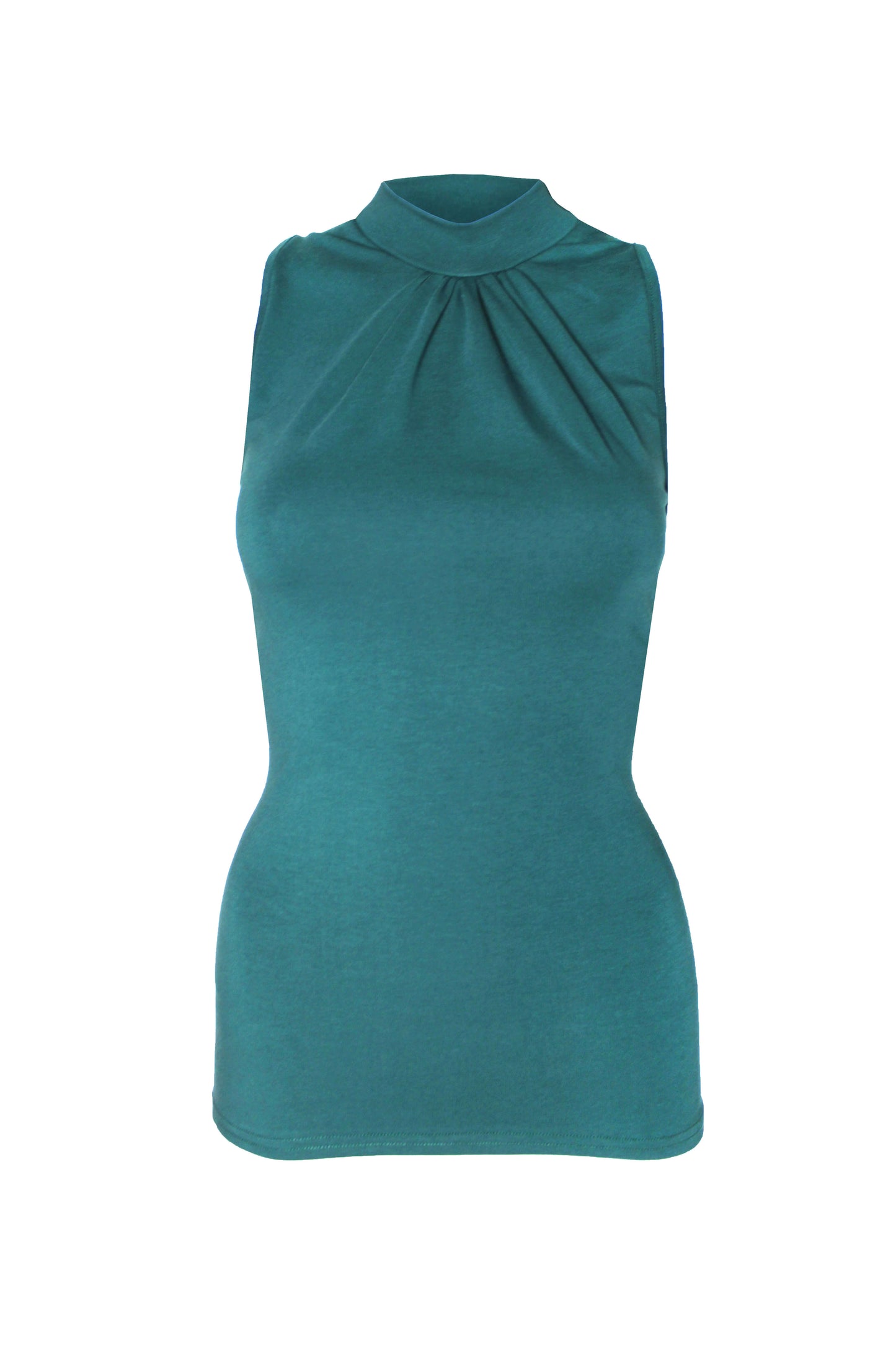 Top mit Turtleneck in dunkelgrün aus Baumwolljersey von LA.LUKA Berlin.