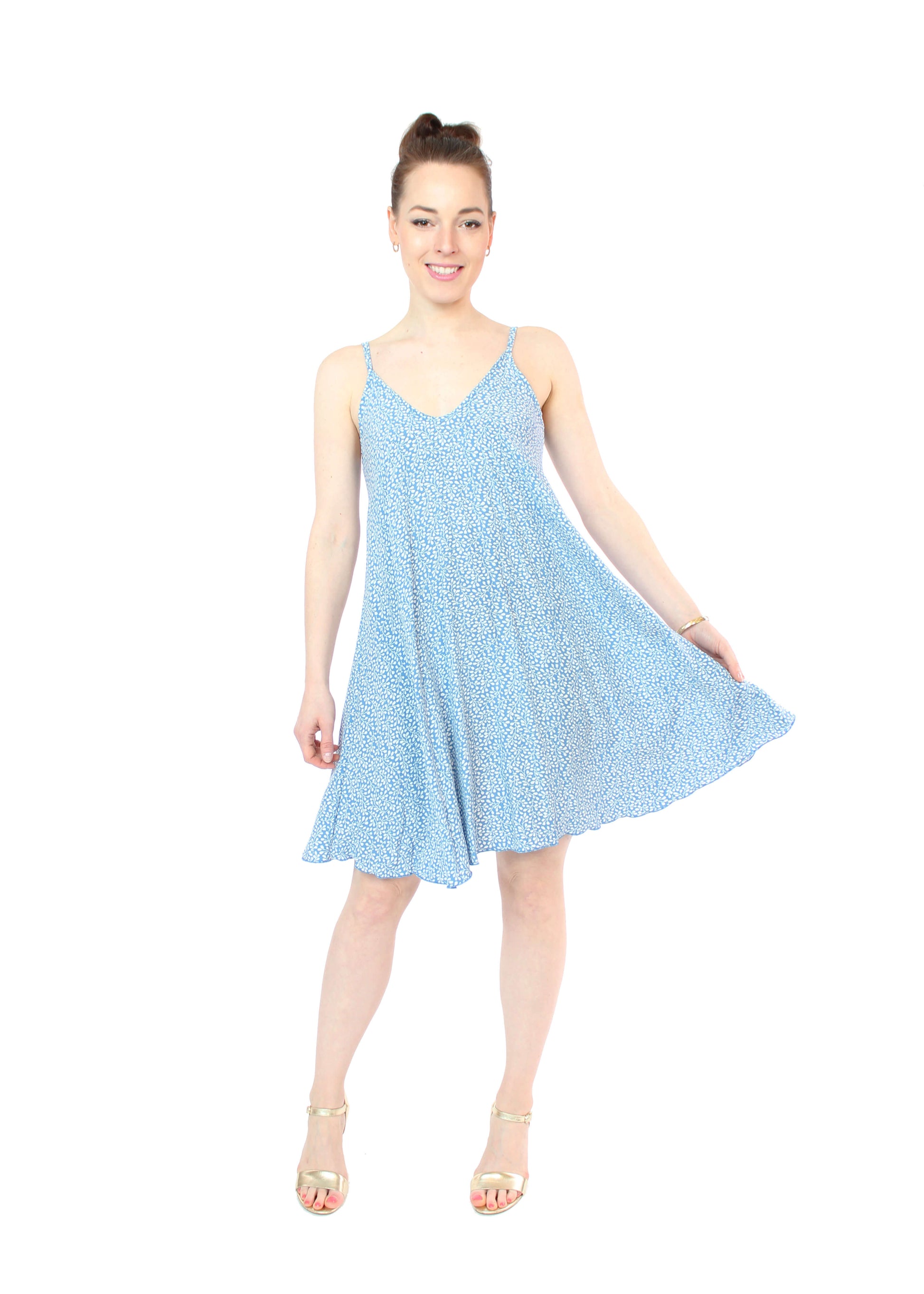 Trägerkleid hellblau Blümchen - LA.LUKA Berlin