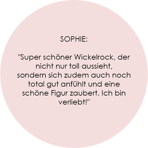Kundenbewertung für den LA.LUKA Berlin Online Shop. "Super schöner Wickelrock, der nicht nur toll aussieht, sondern sich zudem auch noch total gut anfühlt und eine schöne Figur zaubert. Ich bin verliebt!"